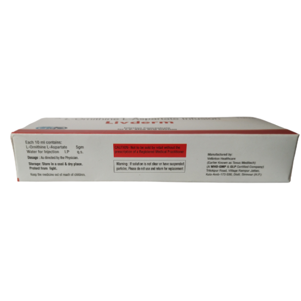 Livderm-Infusion L-Ornithine L-Aspartate 5gm/10ml - Image 2